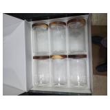 6 Set Glass Pantry Storage Jars with Acacia Airtight Lid - 23oz Thicken Glass Kitchen Canisters with 132 Pantry Labels - Clear Glass Food Storage Containers with Wood Lid for Tea,Sugar,Cookie,Coffee