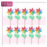 Mr. Pen Rainbow Flower Pinwheels - 10 Pack, Wind Spinners for Yard & Garden, Kids