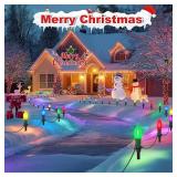 USOKYO 45Ft C9 Led Christmas Pathway Lights Outdoor, 30 Multicolor Bulbs Waterproof Connectable Christmas Walkway Lights for Driveway, Yard, Lawn, Sidewalk Decorations