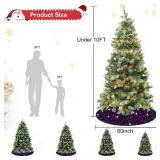 BSHSPX Purple Christmas Tree Skirt Large Christmas Tree Skirts 60 Inch Glitter Sequin Velvet Tree Skirt Christmas Decorations Sparkly Tree Floor Mat Xmas Tree Skirt Collar for Holiday Party Decor
