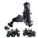 QYMOTO ATV Phone Holder Mount,4 Wheeler Anti Vibration Heavy Duty Handlebar Mount 360 Cell Phone Holder Clamp Fit CFMOTO Cforce,Polaris Sportsman,Can am Outlander,Motorcycle,Snowmobile