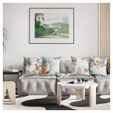 PUHEI Rustic Farmhouse Winter Animal Bird Fox Rabbit Decorative Throw Pillow Covers, Christmas Deer Gifts, Christmas Tree Snowflake Pillow Cases 18 x 18 Inch Kids Room Bed Sofa Decor Set of 4