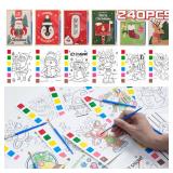 Rotu Christmas Party Favors for Kids - Stocking Stuffers for Kids - Christmas Gifts for Kid, Watercolor Coloring Books with Xmas Cards, Xmas Crafts Classroom Prizes Paint Set, 30 Pack(240 PCS)