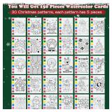Rotu Christmas Party Favors for Kids - Stocking Stuffers for Kids - Christmas Gifts for Kid, Watercolor Coloring Books with Xmas Cards, Xmas Crafts Classroom Prizes Paint Set, 30 Pack(240 PCS)
