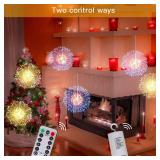 Admitrack String Lights Christmas Lights,198 LED 8 Modes Dimmable with Remote Control, Waterproof Copper Wire Decorative Hanging Lights for Party Patio Garden Decoration (Warm White, 4PC)
