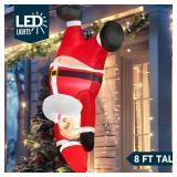 Joiedomi 6 FT Tall Hanging Christmas Santa Inflatables Decoration, Christmas Inflatable Santa Hanging Upside Down, Blow Up Yard Decoration with Built-in LED for Indoor Outdoor Yard Roof Decor