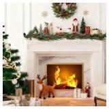 Christmas Garland of Artificial Norfolk Pine 6FT Christmas Decorations Indoor of Real Touch Winter Cedar Garland with Pinecones Red Berries Green Garland for Table Mantle Wall Outdoor