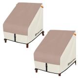 Porch Shield Patio Chair Covers - Waterproof Outdoor Lounge Deep Seat Lawn Chair Cover 2 Pack - 30W x 33D x 34H inch, Light Tan & Khaki