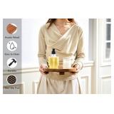 Zurklulu Round 9.4 Acacia Wood Decorative Tray Farmhouse Wood Riser Pedestal Stand for Kitchen and Bathroom Decor, Counter Display, Vanity Tray (Medium, 9.4 Dia)