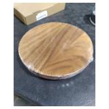 Zurklulu Round 9.4 Acacia Wood Decorative Tray Farmhouse Wood Riser Pedestal Stand for Kitchen and Bathroom Decor, Counter Display, Vanity Tray (Medium, 9.4 Dia)