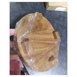 Zurklulu Round 9.4 Acacia Wood Decorative Tray Farmhouse Wood Riser Pedestal Stand for Kitchen and Bathroom Decor, Counter Display, Vanity Tray (Medium, 9.4 Dia)