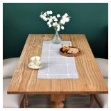 Embroidered Cloth Table Runner Rustic Plaid Farmhouse Table Runners Checkered Rectangle Runner for Dining Dresser Coffee Party Holiday Table Decor Grey 13 x 36 inch