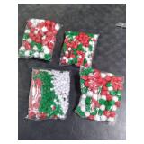 Greentime Christmas Pom Pom 1140 Pcs Glitter Fluffy Balls Pompoms Red Green White for DIY Crafts Home Party Xmas Decorations Supplies (4 Sizes)