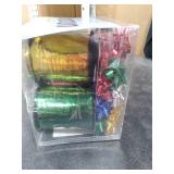 JOYIN Christmas 34 Pcs Bows and Ribbons Set, 4 Rolls of Curling Ribbons with 30 Pcs Bows, Gift Wrapping DIY for Holiday Crafts Decoration