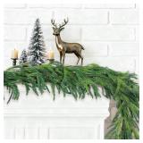 Artificial Norfolk Pine Garlands, Real Touch Winter Pine Garland, Green Artificial Greenery Garland for Mantle, Stairs, Table, Fireplace, Indoor & Outdoor Xmas Decorations(9FT)