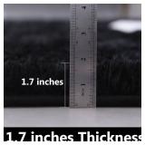 FJZFING Black Round Rug Ultra-Soft Plush Modern 4x4 Circle Area Rug for Kid