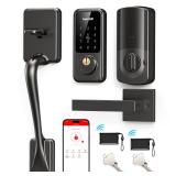 Smart Front Door Lock Set: Hornbill Keyless Entry Door Lock Deadbolt with Handle, Digital Keypad Smart Home System, Auto-Lock, Easy Install, Matte Black