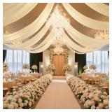 10ftx20ft Champagne Ceiling Drapes for Weddings Events Wrinkle-Free Polyester Ceiling Backdrop for Ten Canopy Church Stage Bedroom Decor 2 Panels 5x20ft