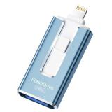 MFi Certified 256GB Flash Drive for iPhone iPad, Photo Stick for External Memory Storage, Easily Back Up and Save Photos Videos, 4 in 1 USB Memory Stick Thumb Drive for iPhone/iPad/Android/PC (Blue)