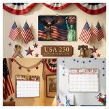 250th Anniversary American Patriotic 2026 Calendar, Spiral Bound Wall Calendar with Vintage Art, 12 Month Planner for Home & Office Decor