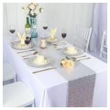 DUOBAO Silver Sequin Table Runner 108 Inch Glitter Decorative Table Cover for Weddings, Parties, Holidays - Sparkling Dining Table Decor 12x108 Inch, 1-Pack