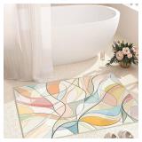 2x3 Colorful Entryway Area Rug Blue White Pink Yellow Bathroom Rug Non Slip Machine Washable Low Pile Small Carpet Kitchen Bedroom Door Mat Entrance