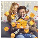 Surprise Gift Box Explosion for Money, Unique Folding Bouncing Red Envelope Gift Box with Confetti, Cash Explosion Luxury for Mom Birthday Anniversary Valentine Proposal (15 Bounces) (Yellow)