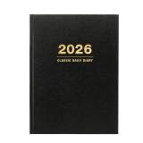 2026 Professional Hardcover Daily Diary Journal and Planner, 6.25x8.25 (Black)