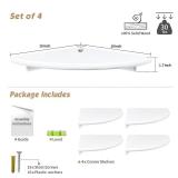 Forbena White Corner Floating Shelves for Wall Set of 4, Rounded Corner Shelves Wall Mounted for Kids Bedroom Books, Cute Wood Hanging Corner Shelf for Bathroom Decor, Living Room, Small Spaces