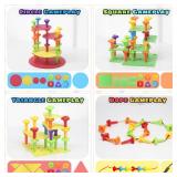 Peg Board Toy set 73Pcs DIY Building Stacking Toys for Kids 3-6 Years Old,STEM Educational Kids Toy for Brain Development,Montessori Sensory Toys,Upgrade Various Foam Board Plastic Lacing String Game