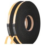 Kikerike Self Adhesive Foam Tape Weatherstrip 1/2In x 1/4In x 42Ft High Density Foam Insulation Strips Seal Weather Stripping with Strong Adhesive for Door and Window Sound Isolation Soundproofing