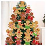 Juinte 24 Pcs Large Christmas Decorations Indoor: Gingerbread Man Christmas Tree Picks Gingerbread Boy Girl Decorations for Xmas Tree Topper Home Office Party Vase Decor