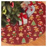 TZQPSJW Gingerbread Man Candy Christmas Tree Skirt 36 Inches Holiday Home Party Supplies Xmas Trees Mat Decorations