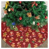 TZQPSJW Gingerbread Man Candy Christmas Tree Skirt 36 Inches Holiday Home Party Supplies Xmas Trees Mat Decorations