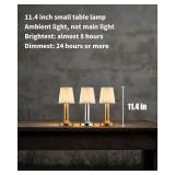 NEWSEE Mini Cordless Table Lamp 2 Pack - 11.4 Stepless Dimmable Touch Lamp with Fabric Shade, Small LED Lamps, 4000mAh Rechargeable Battery Operated Lamps for Dining Room, Bedroom, Bar (Gold)