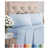 King Size 4 Piece Sheet Set - Comfy Breathable & Cooling Bed Sheets Set - Hotel Luxury Bedding for Women, Men, Kids & Teens - Deep Pockets, Easy-Fit, Super Soft & Wrinkle Free - Oeko-Tex - Sky Blue