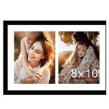 JCJMY 12x18 Double 8x10 Picture Frame, Display 2 8x10 Photos or 12x18 Picture, Two Opening 8 x 10 Collage Frame for Wall Hanging, 8 by 10 Multi Photo Frame, Black