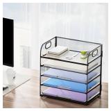 Marbrasse 5 Tier Paper Organizer Letter Tray, Mesh Desk File Organizer with Handle, Paper Sorter Desk Organizer for Home Office Supplies(Black)
