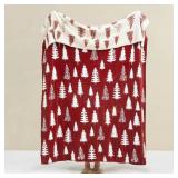 WDCOZY Christmas Throw Blanket Christmas Tree Reversible Super Soft Knitted Couch Bed Sofa Microfiber Chenille Luxurious Home Decor Warm Cozy Comfy Lightweight Holiday Blanket Winter 50x60 Red