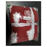 WDCOZY Christmas Throw Blanket Christmas Tree Reversible Super Soft Knitted Couch Bed Sofa Microfiber Chenille Luxurious Home Decor Warm Cozy Comfy Lightweight Holiday Blanket Winter 50x60 Red