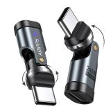 USB C Adapter [2-Pack], PD 240W USB C 90 Degree Adapter, USB Type C Right Angle Adapter/360 & 180 Degree C to C Adapters for Phone 17/16/15, MacBook Pro/Pad Series, Samsung Galaxy, Tablet, Laptop