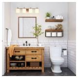 QEEIG Bathroom Shelves Over Toilet - Wall Mounted Floating Shelves Toilet Paper Storage Small Farmhouse Decor Shelf 16 inch Set of 2, Rustic Brown (019-BN2)