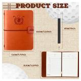 Yexiya Golf Scorecard Book with Pencil Leather Golf Journal Scorecard Holder Accessories Notebook Log Book Pocket Scorebook Gifts for Men Golfers, Sports and Outdoor Club Accessories(Light Brown)