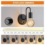 Glighone Vintage Dimmble Wall Lights Set of Two, Black Wall Sconces E26 Industrial Wall Lamps Retro Wall Lighting Hard Wired Sconces Lighting for Mirror Bedroom Living Room Kitchen Hallway. LOOSE HARD