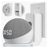 COOYA Wall Mount Holder for Echo Dot 4th 5th Generation, Outlet Hanger Stand Speaker Mount for Echo Dot 5th 4th Gen,Space-Saving Dot Accessories with Built-in Cable Management, Hide Messy Wires, White