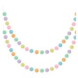 WILLBOND 2 Pieces Wool Felt Rainbow Ball Garland Colorful Pom Pom 6.5 ft Long 24 Ball Garland for Easter Mardi Gras Classroom Halloween Thanksgiving Xmas (Pastel Colors)