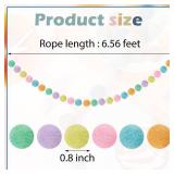 WILLBOND 2 Pieces Wool Felt Rainbow Ball Garland Colorful Pom Pom 6.5 ft Long 24 Ball Garland for Easter Mardi Gras Classroom Halloween Thanksgiving Xmas (Pastel Colors)