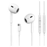 USB C Headphones for iPhone 17/16/15 Pro Max Plus Type C Earphones with Microphone & Remote Noise Cancelling Earbuds for iPhone 17/16/15 Pro, iPad, Galaxy S23/S22/S21/S20/Ultra Note 10/20