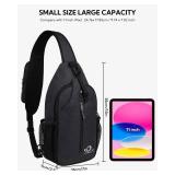 WATERFLY Crossbody Sling Backpack Sling Bag Travel Hiking Chest Bag Daypack (Black)