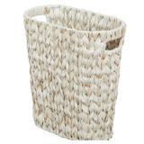 Coeusy Wicker Trash Can,Bathroom Trash Can,Waterproof Wicker Waste Basket for Bathroom,Narrow Small Waste Basket for Bedroom,Office, Cream White 5 Gallon
